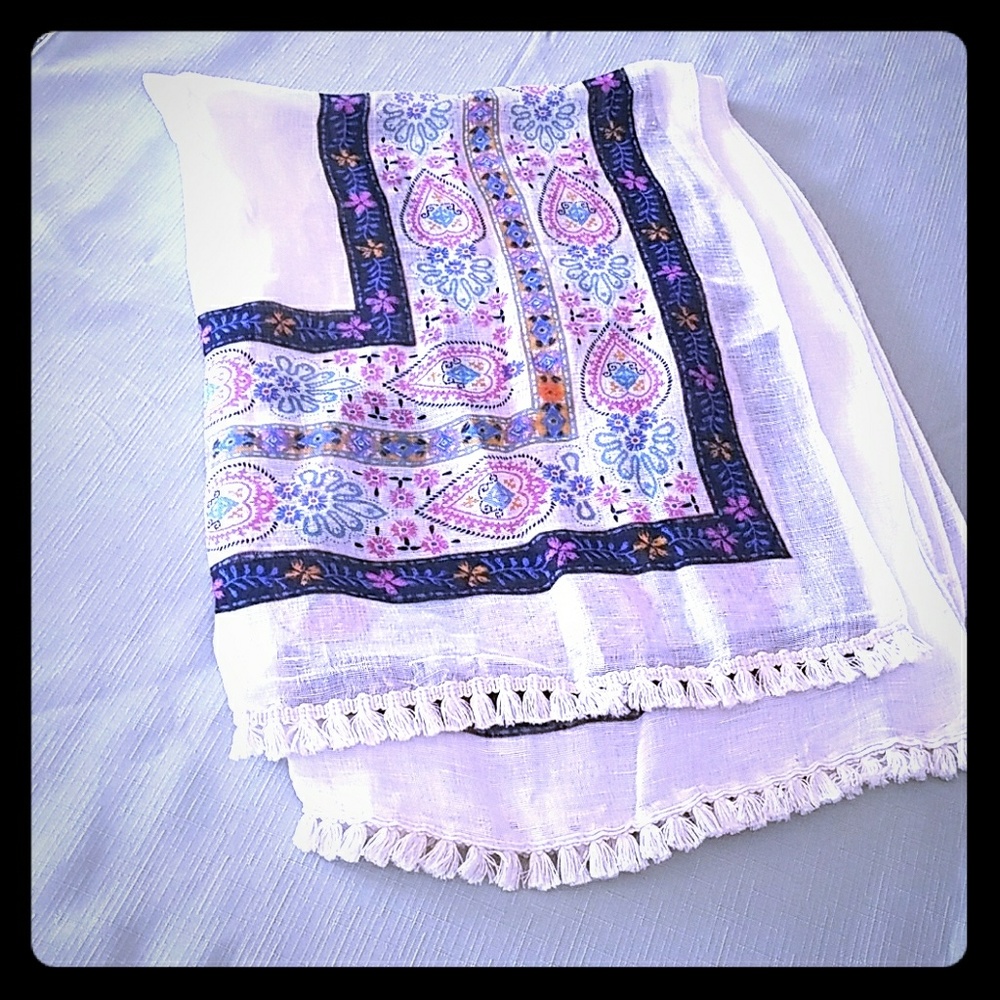Talbots Tasseled Linen Scarf