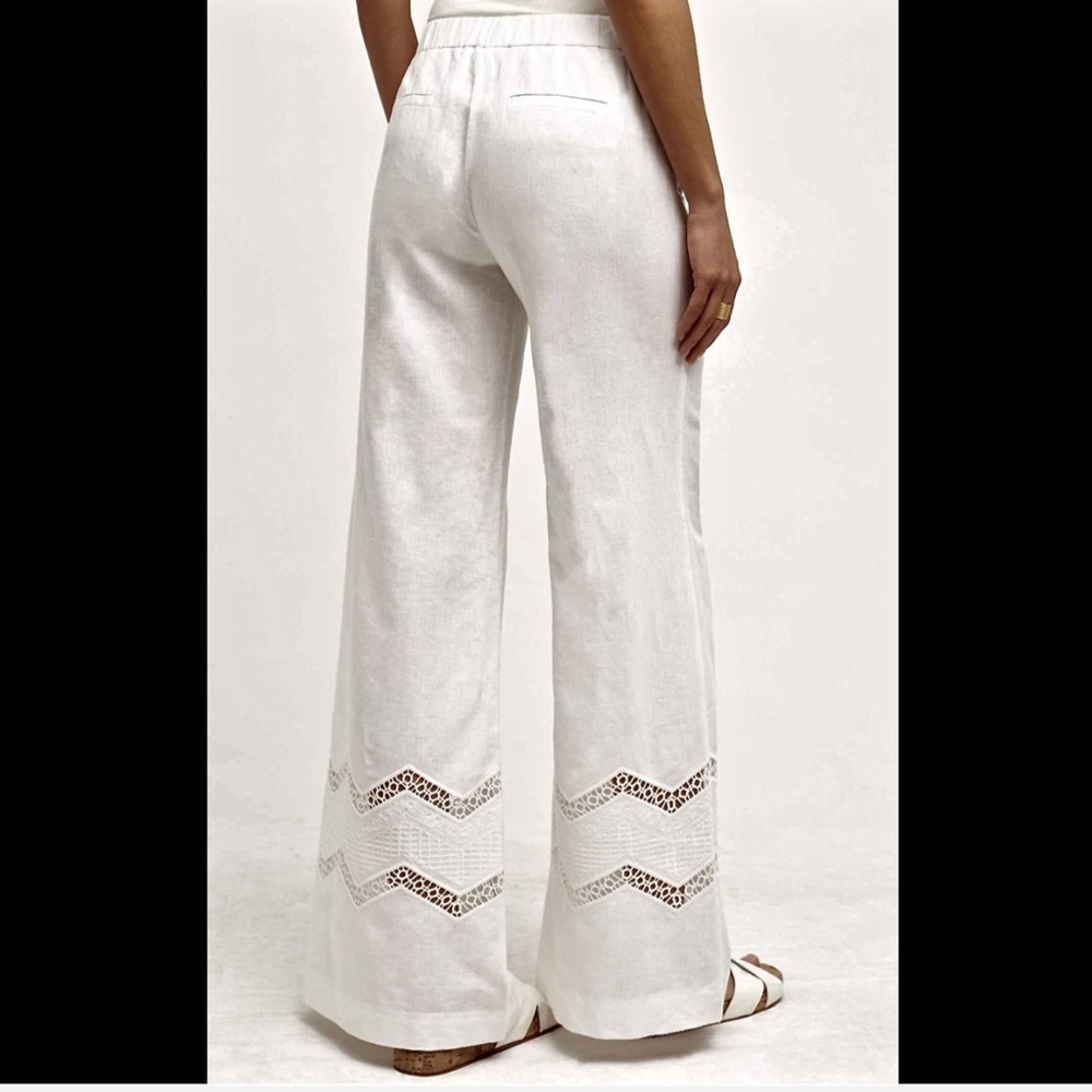 Anthropologie Linen Cotton Crochet Cut Out Flare - Picture 4 of 8