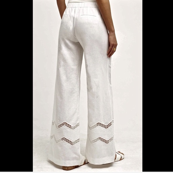 Anthropologie Linen Cotton Crochet Cut Out Flare - Picture 4 of 8