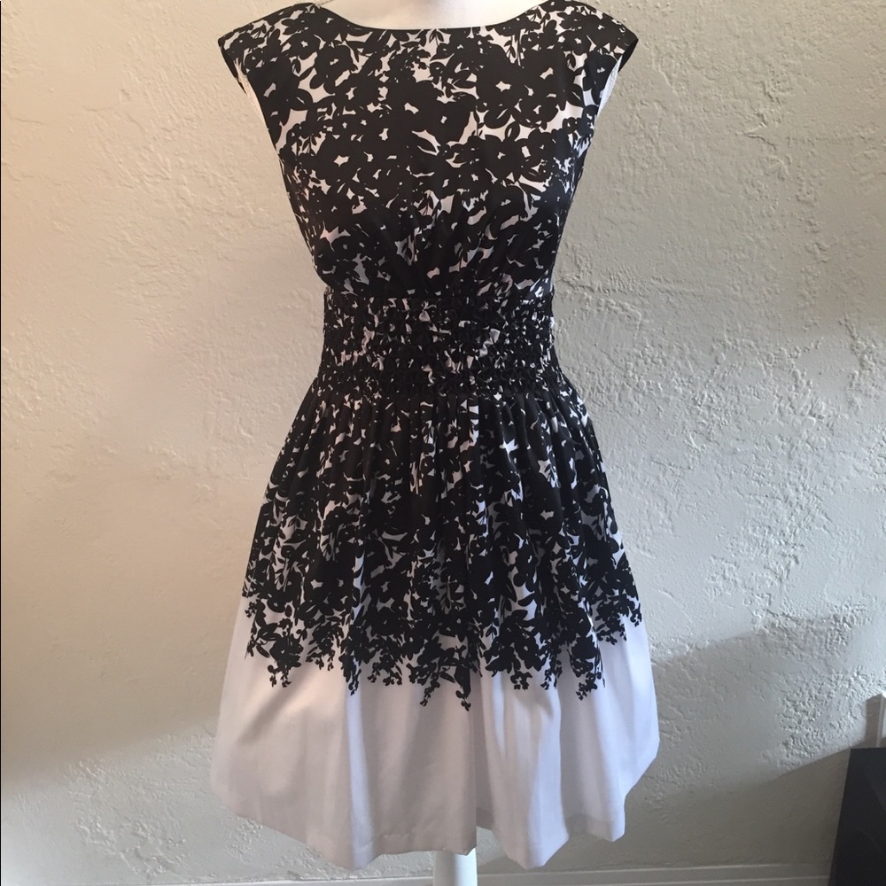 Black and white floral print dress