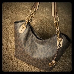 Brown Michael Kors signature purse