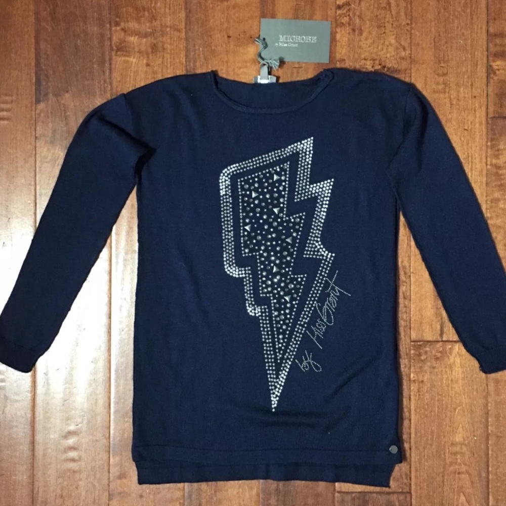Girls MICROBE cashmere blend rhinestone sweater