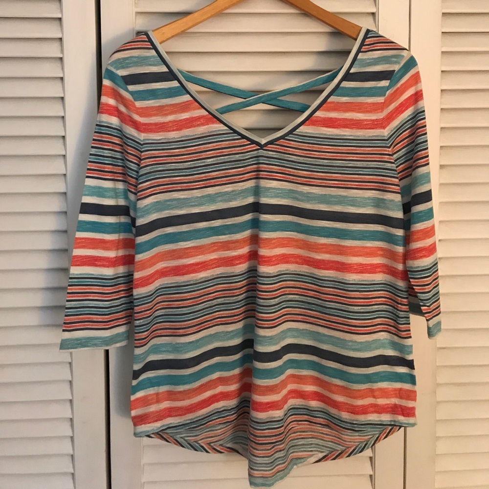 Red white and blue striped top