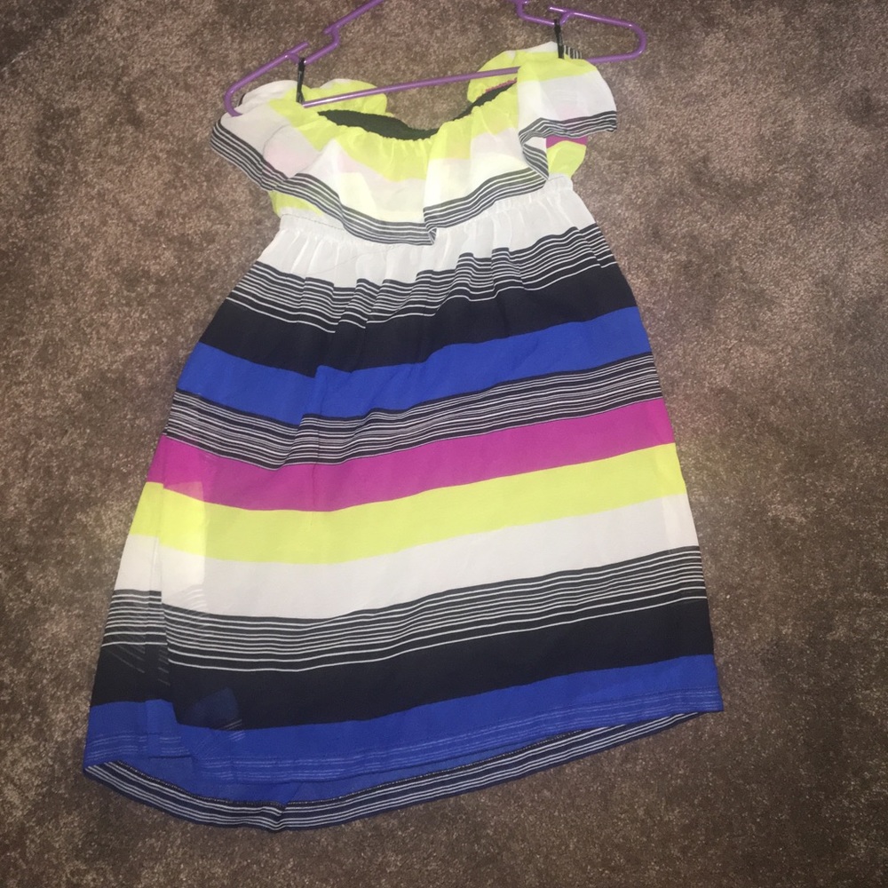 Striped, strapless dress