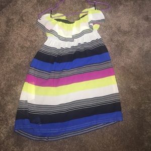 Striped, strapless dress