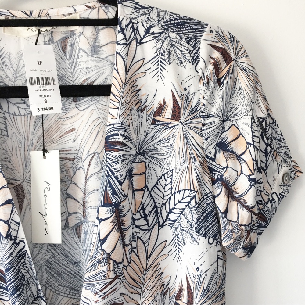 Medium! BNWT palmtree print tiefront cropped top - Picture 2 of 7