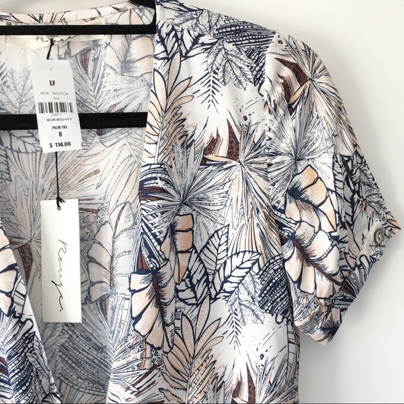 Medium! BNWT palmtree print tiefront cropped top - Picture 2 of 7