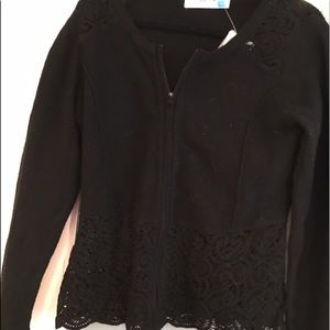 Black zip up lace sweater