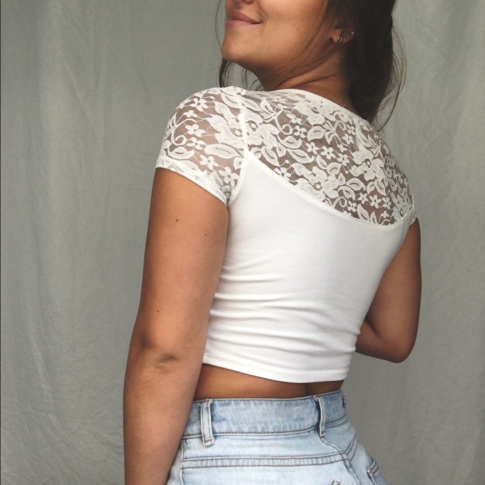 White lace crop top