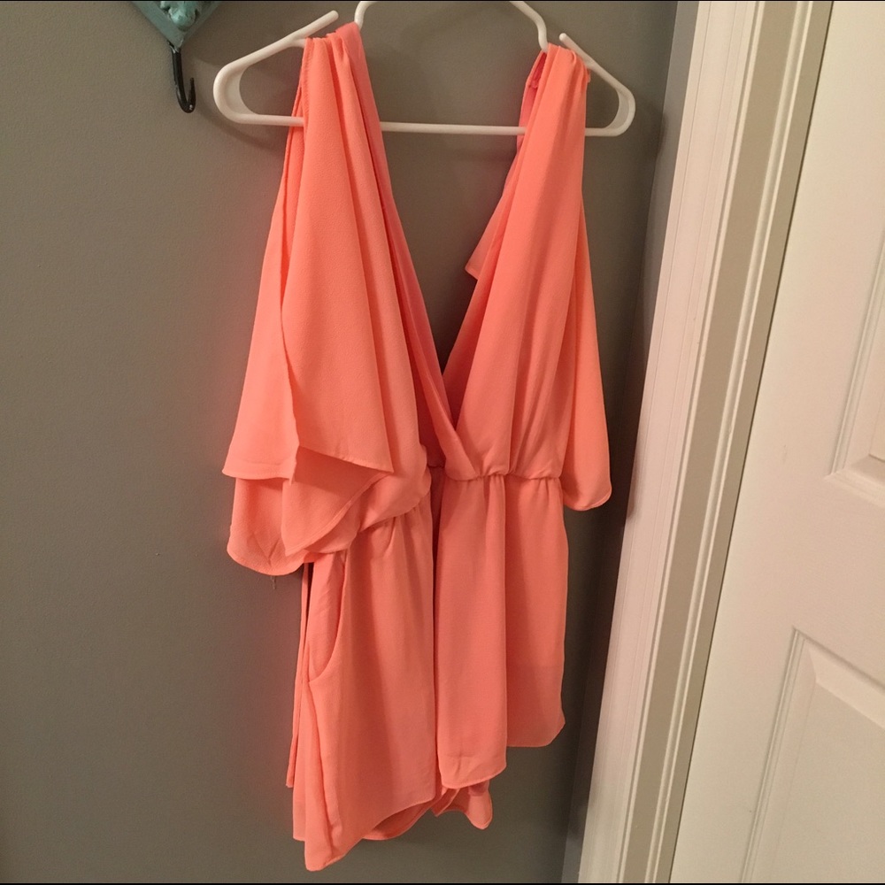 BNWT neon coral romper