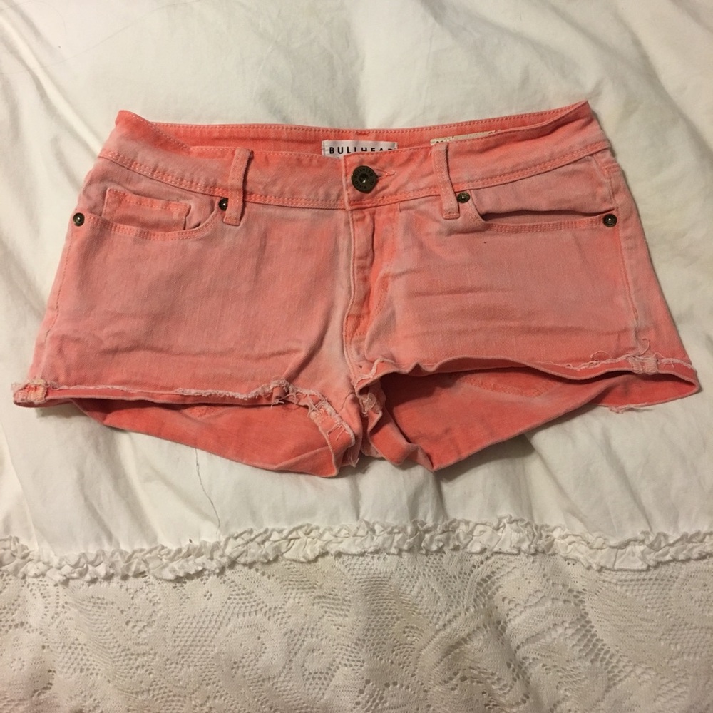Orange jean shorts