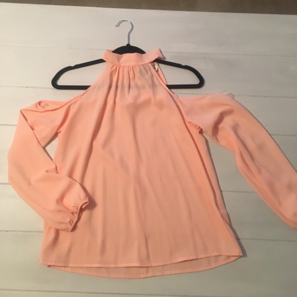 Peach cold should high neck top