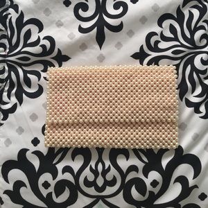Faux Pearl Beaded Clutch