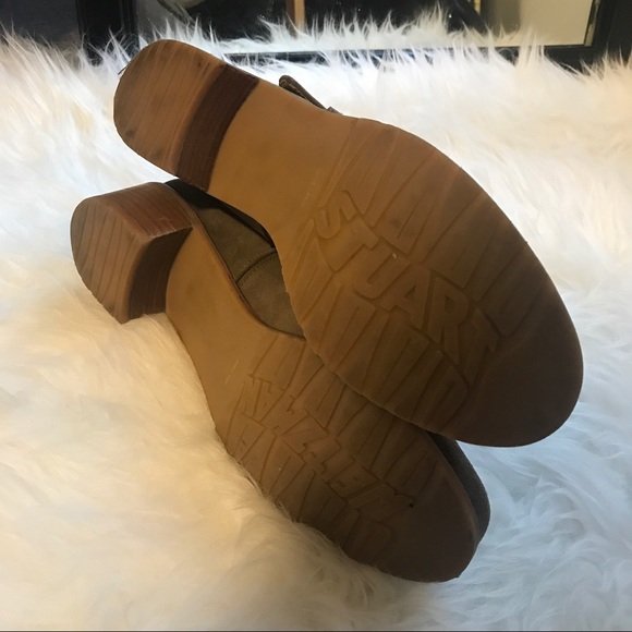 Stuart Weitzman Dude Taupe Suede Buckle Booties - Picture 5 of 7