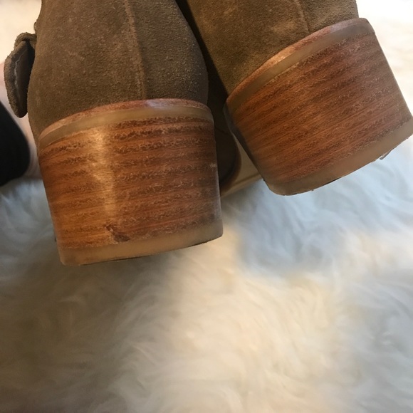 Stuart Weitzman Dude Taupe Suede Buckle Booties - Picture 6 of 7