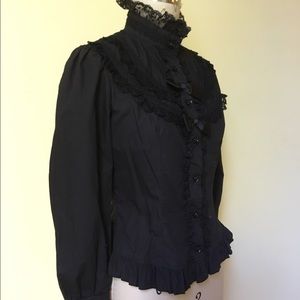Black Lace Victorian Style Blouse