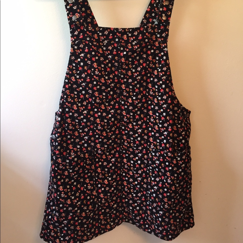 Corduroy Floral Print Overall Dress