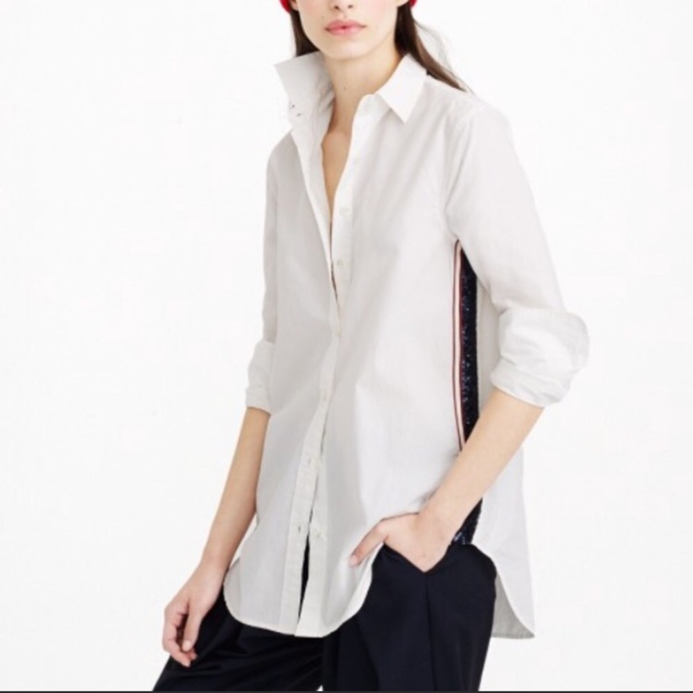J. Crew Sequin Side Stripe Shirt