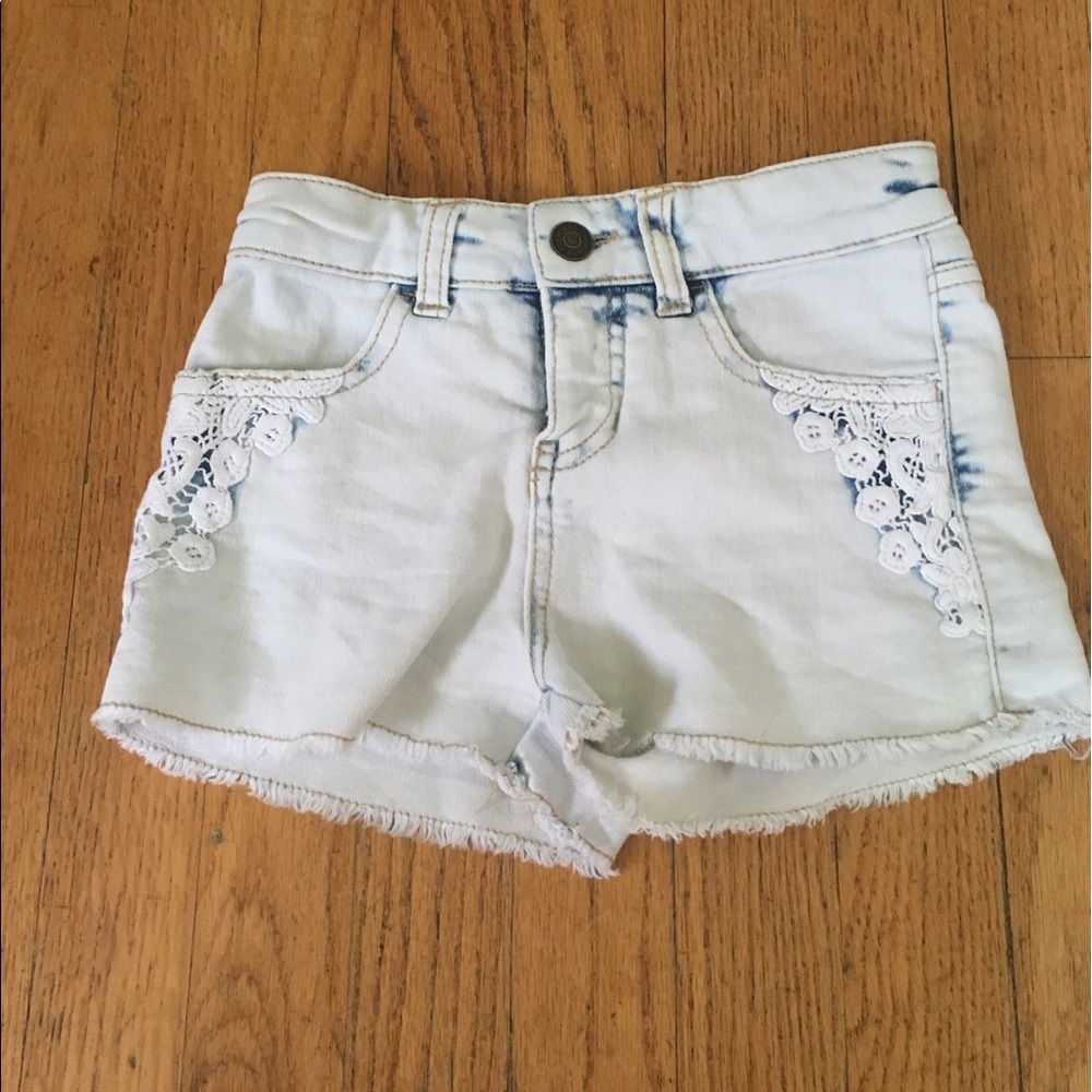 White and Blue Bleach Shorts