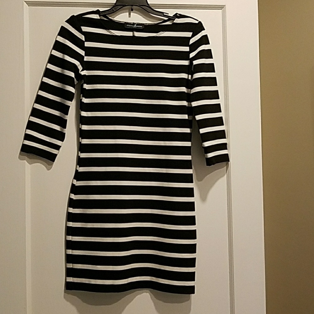 Black and white striped dress