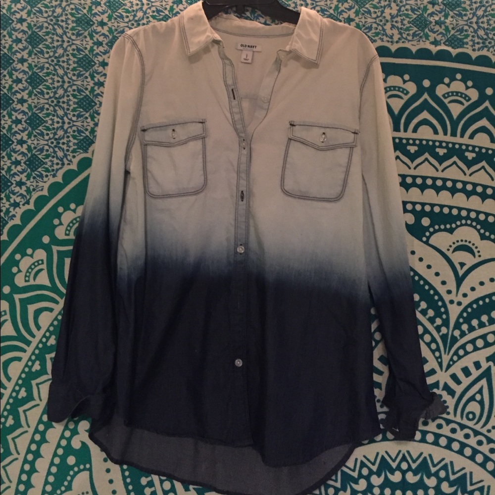 Old Navy Button Up Dip-Dye shirt