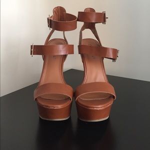 •Brown Ankle Wedges•