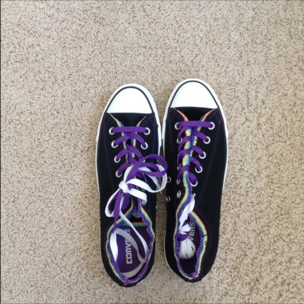 Black Woman's Converse with Rainbow Trim