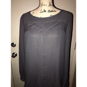Ann Taylor Loft NWT Gray Blouse Tunic Large