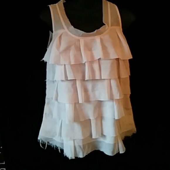 Ann Taylor Loft cream blush ruffled top - size XSP - Picture 1 of 3