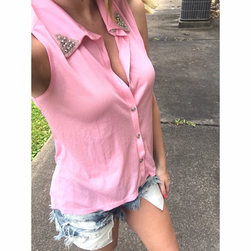 Sheer pink small tank top