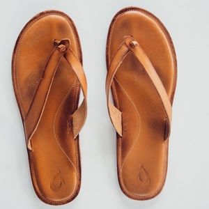 Olukai Leather Flip Flops
