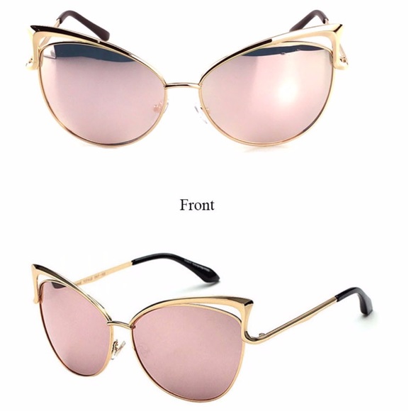 2X HP ‼️ Cat Eye Mirrored Sunglasses Rose Gold - Picture 5 of 5
