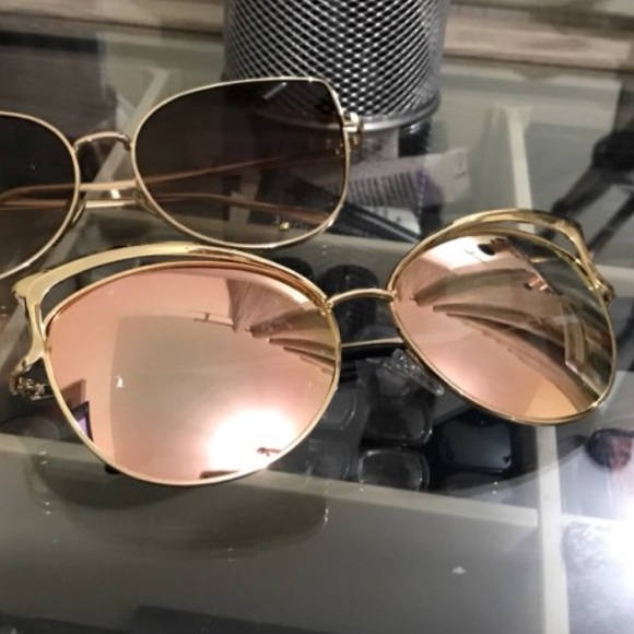 2X HP ‼️ Cat Eye Mirrored Sunglasses Rose Gold - Picture 2 of 5