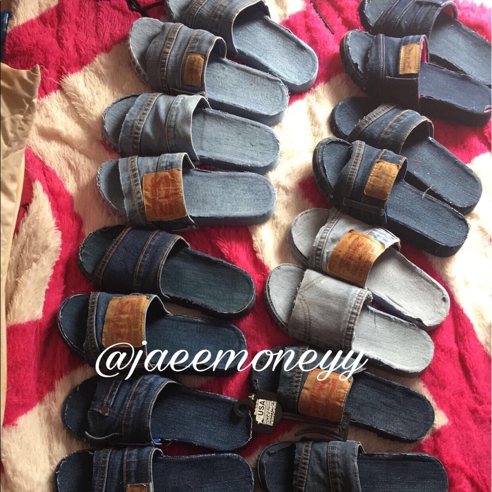 Denim Levi slides