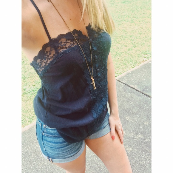 Hollister co small navy blue lace tank top - Picture 2 of 2
