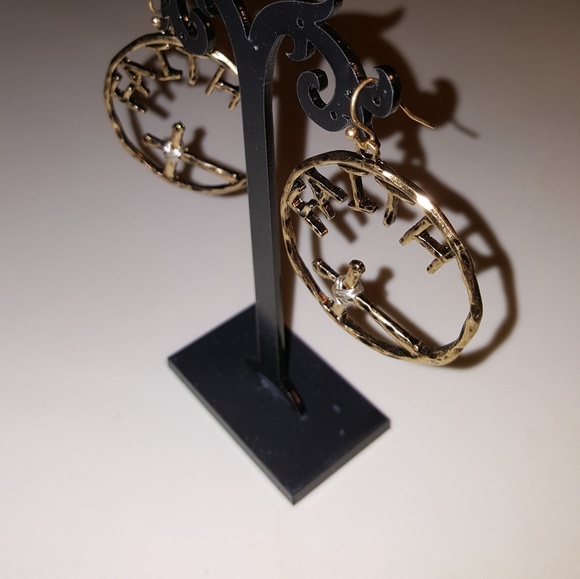 Faith & Cross Hoop Earrings - Picture 4 of 6