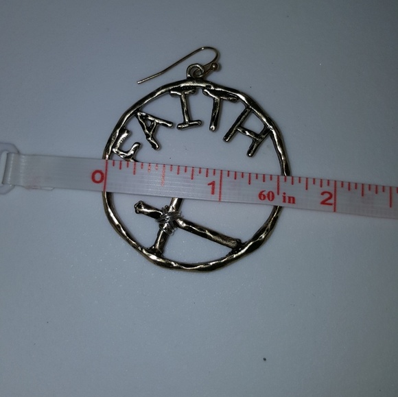Faith & Cross Hoop Earrings - Picture 5 of 6