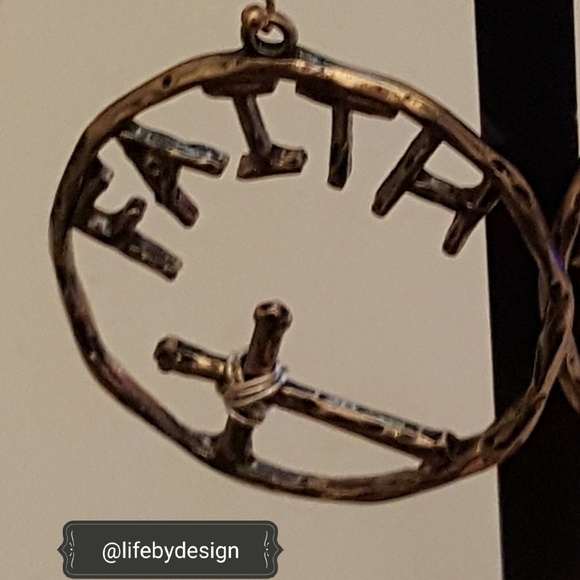 Faith & Cross Hoop Earrings - Picture 2 of 6