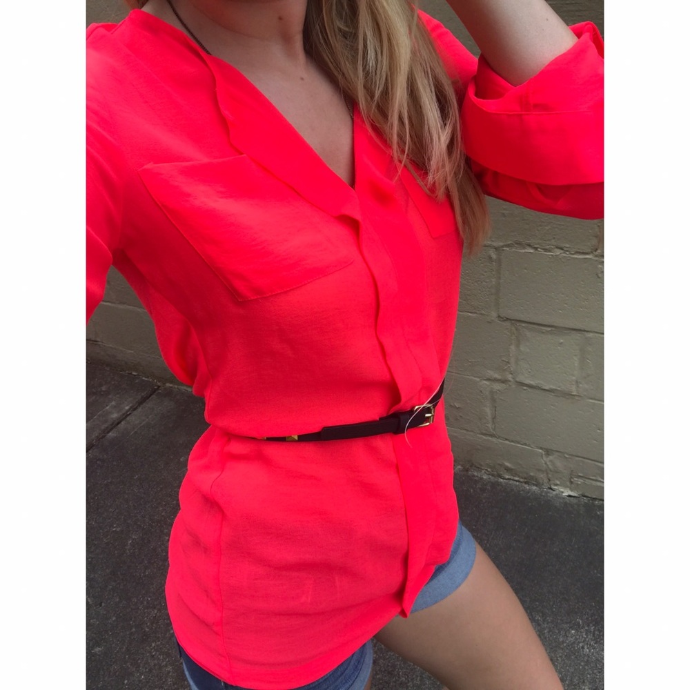 NWT Charlotte Russe XS pink belted blouse
