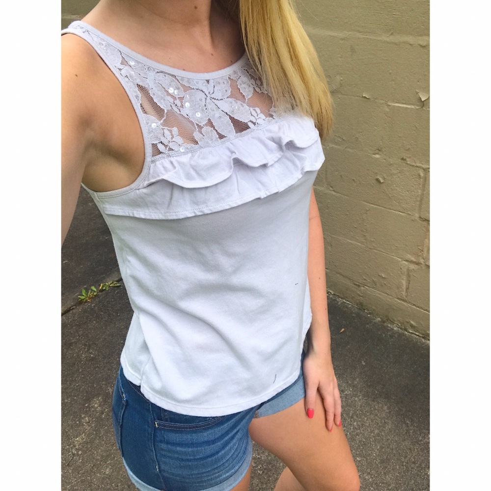 Hollister co small grey beaded tank top