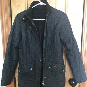 Navy Barbour quilted coat