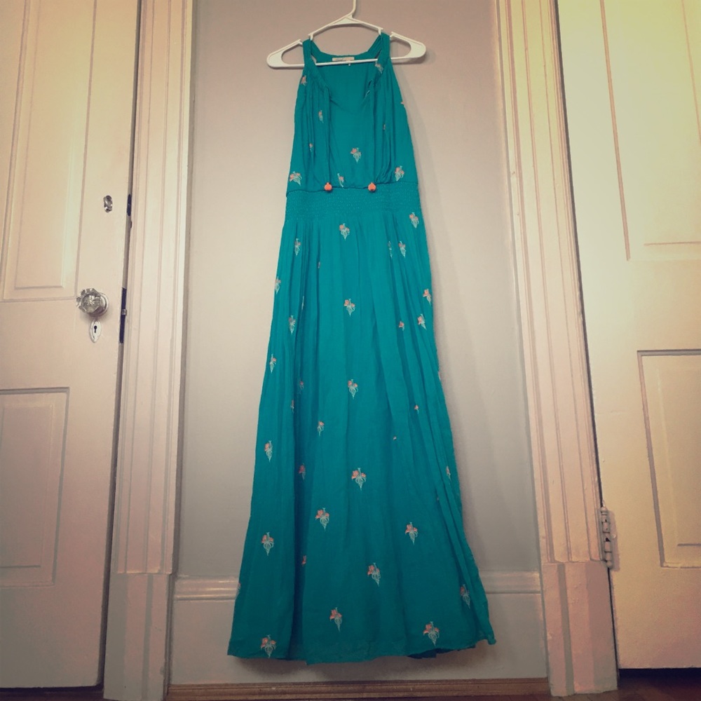 Anthropologie Floreat Embroidered Maxi Dress