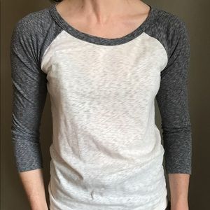 J.Crew Grey and Beige Baseball Tee