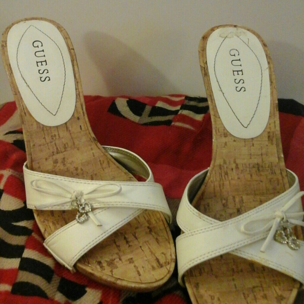 Guess White & Brown High Heels