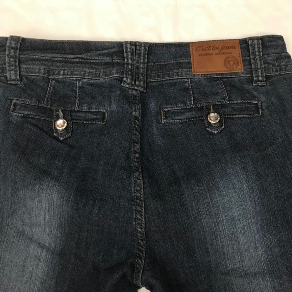C'est Toi Jeans Rhinestone Buttons Juniors Sz 13