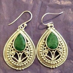 Ross Simons Bali Genuine Emerald Earrings