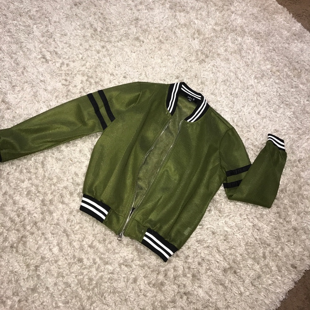 Olive green sporty mesh jacket - Picture 1 of 3