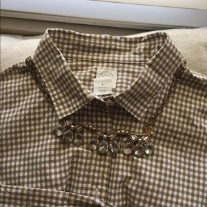 J.Crew Shirt. Camel and white sm. checks.