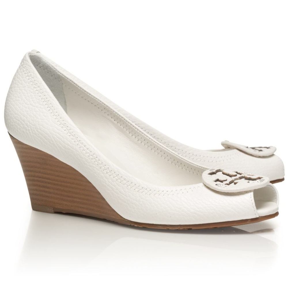 Tory Burch Sally 2-Tumbled Leather Wedge Pumps