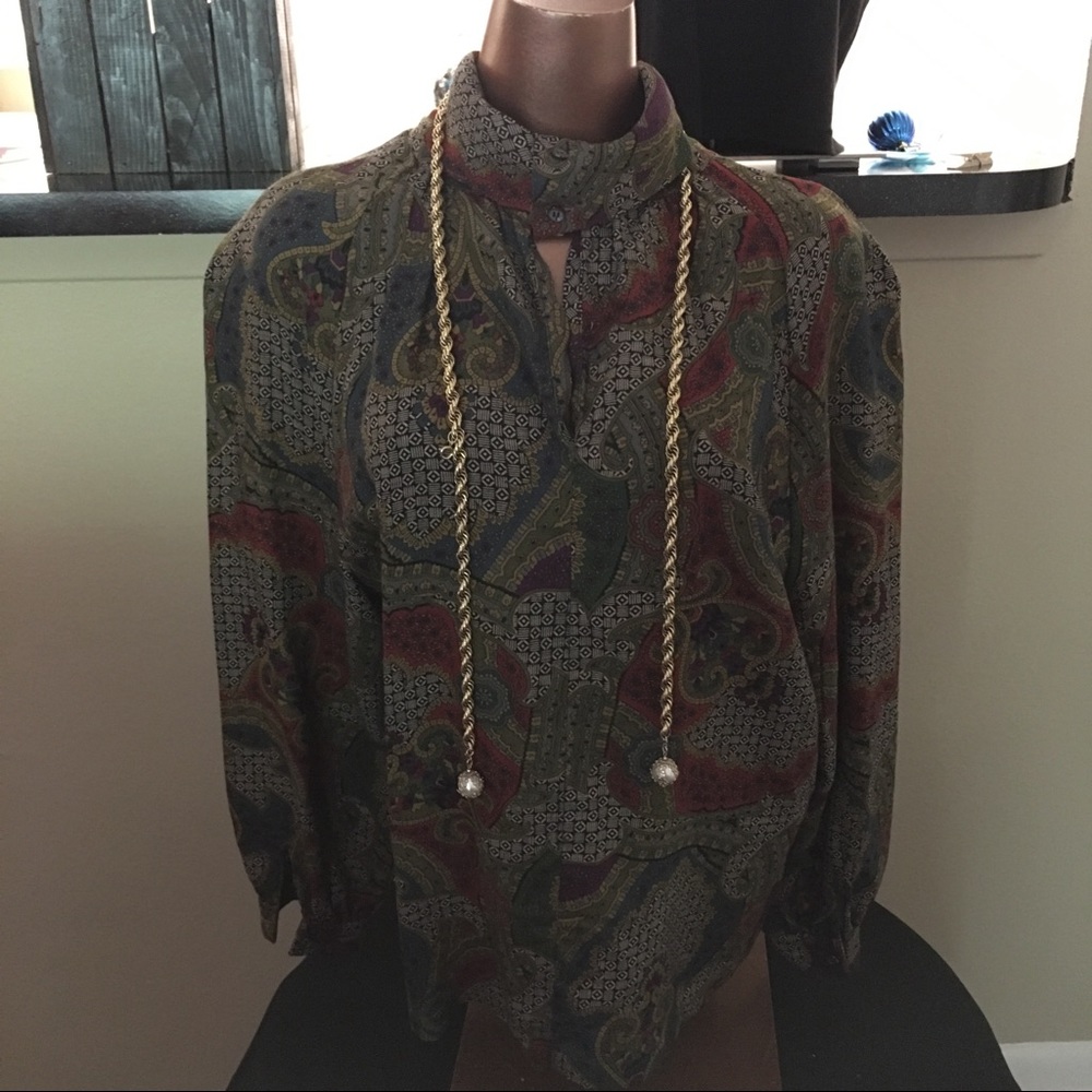 Multi colored button down blouse